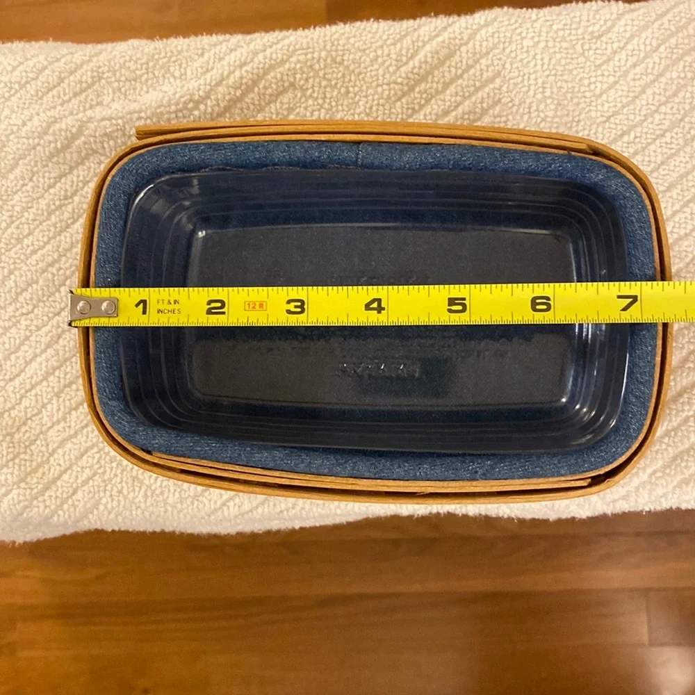 Vintage 2004 Longaberger Biscuit Basket Blue Fabric Liner & Plastic Protector